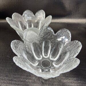 MUURLA Finnish Clear Glass Petal Bowl Flower Shaped Dish Bowl Textured Bowl Set2